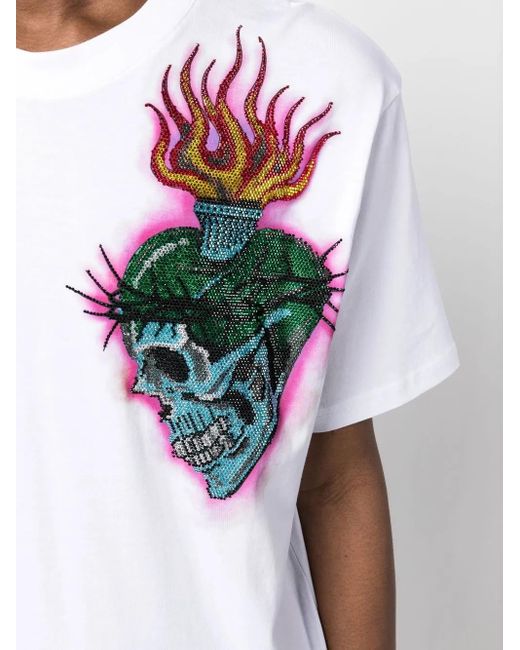 Philipp Plein White Tattoo-Print Detail T-Shirt for men