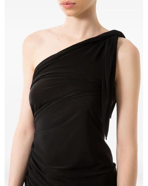 Aleksandre Akhalkatsishvili Black One-Shoulder Draped Dress