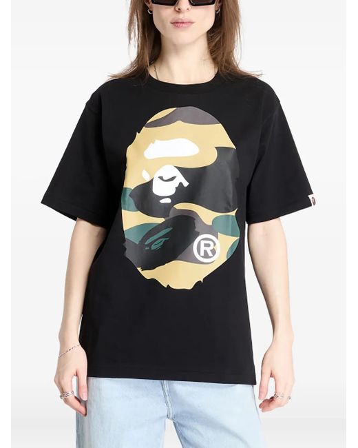 A Bathing Ape Black 1St Camo Graphic T-Shirt for men