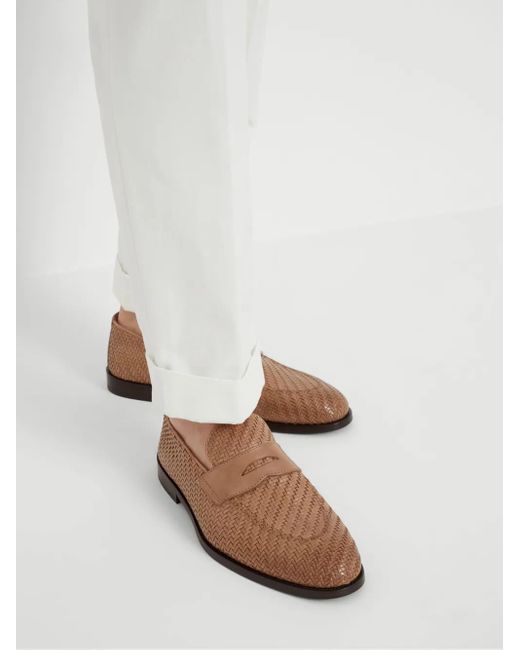 Brunello Cucinelli Brown Leather Loafers for men