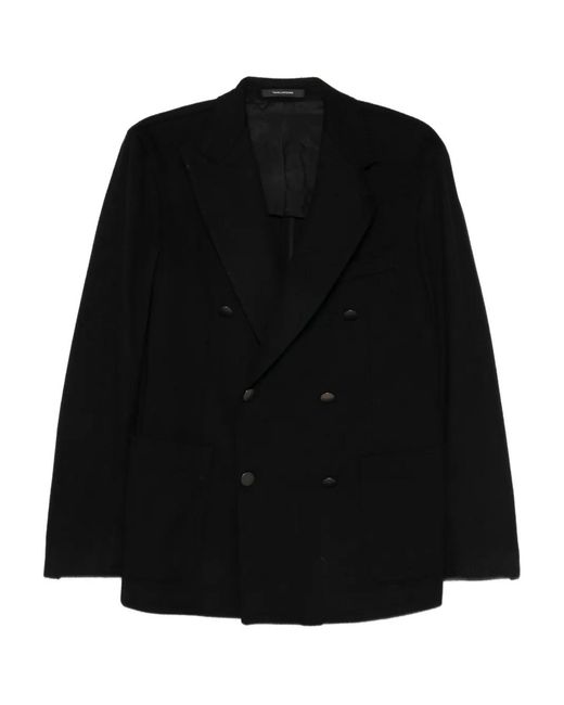 Tagliatore Black Double-Breasted Jacket for men