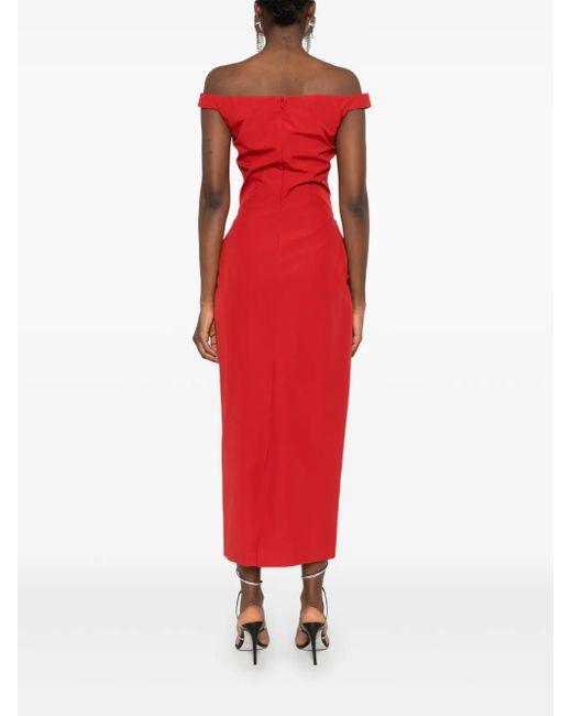 Magda Butrym Red Midikleid Mit Rosendetail