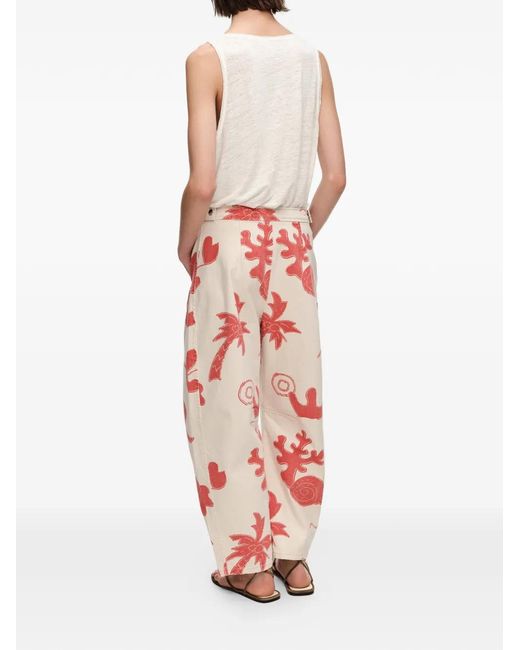 Bimba Y Lola Red Barrel Graphic-Print Trousers