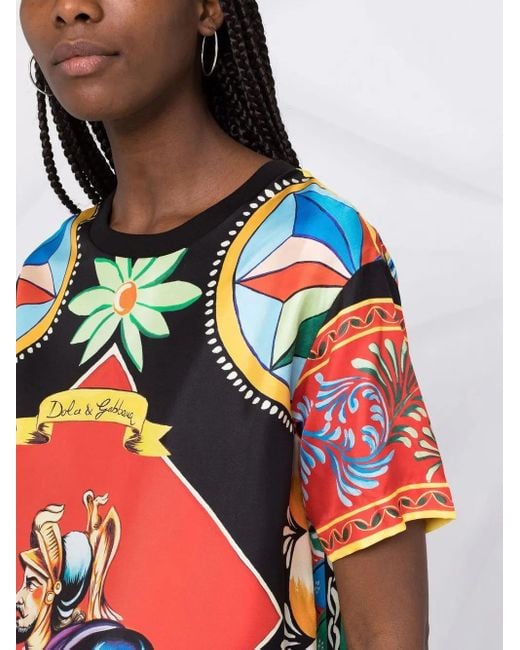Dolce & Gabbana Red Carretto-Print T-Shirt
