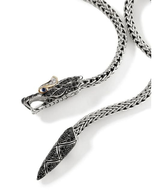 John Hardy Metallic 18Kt And Sterling Naga Lariat Diamonds And Sapphires Necklace