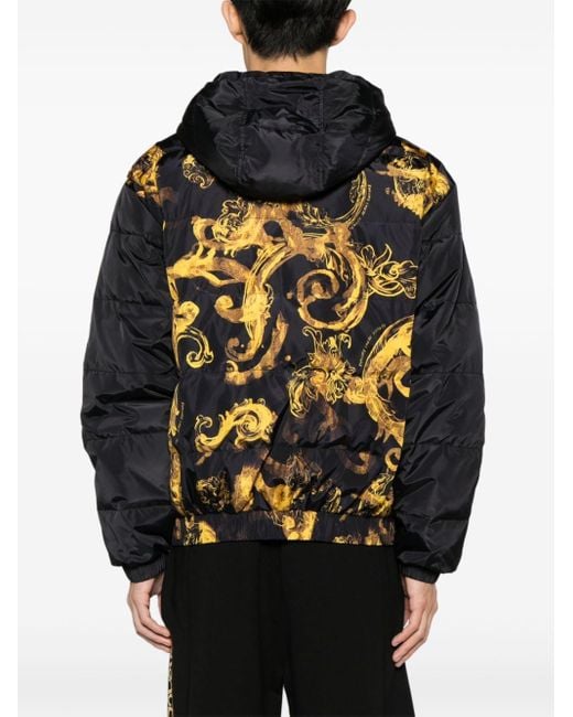 Versace Black Watercolour Couture-print Padded Jacket - Men's - Polyester/duck Down/duck Feathers for men