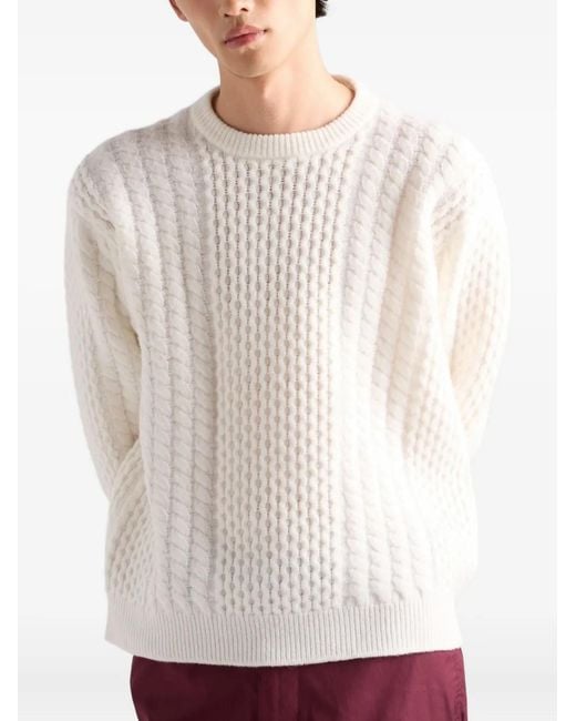 Prada White Crew-Neck Sweater for men