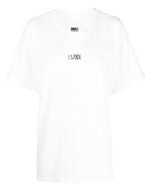 MM6 by Maison Martin Margiela Zoom ナンバーモチーフ Tシャツ White