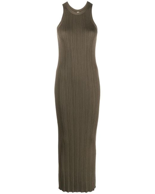 Totême Green Ribbed-Knit Racerback Dress