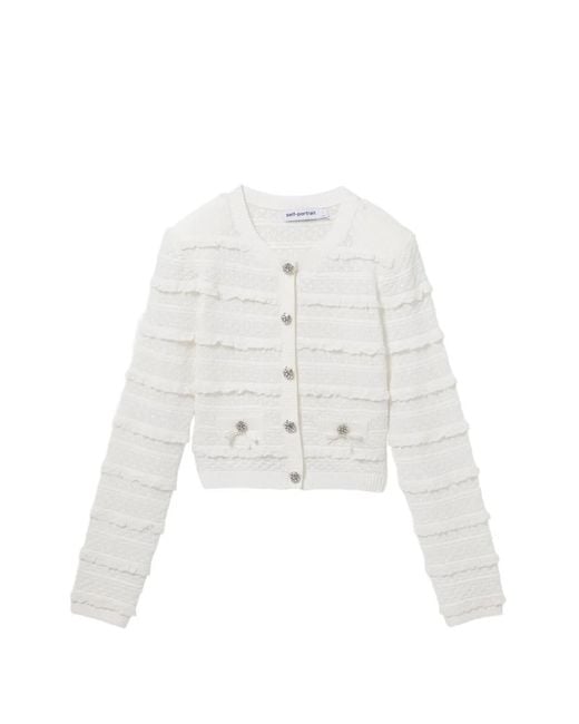 Self-Portrait Vest Verfraaid Met Kristallen in het White