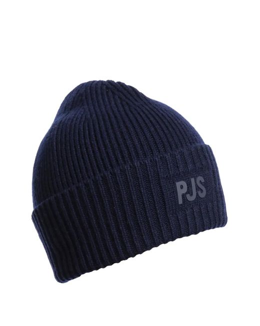 Parajumpers Blue Ribbed Logo Beanie