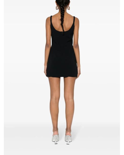 David Koma Black Floral-Appliqué Mini Dress