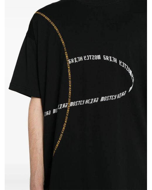 Mostly Heard Rarely Seen Black Logo-Print Cotton T-Shirt for men