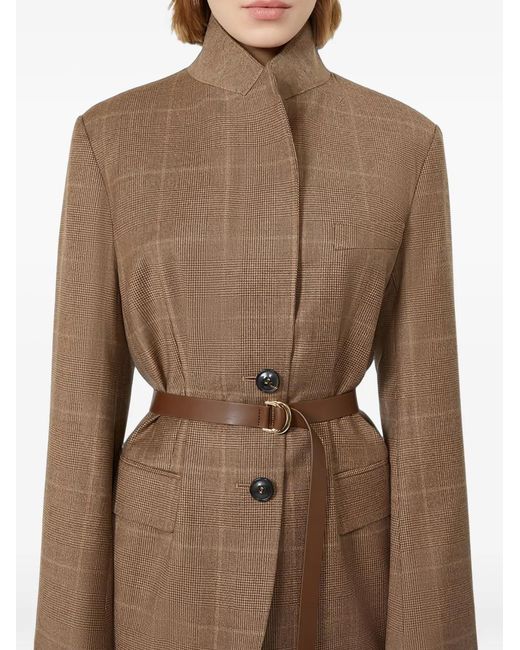 Max Mara Brown Belted Checked Blazer