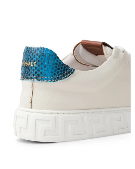 Versace White Greca Leather Sneakers for men