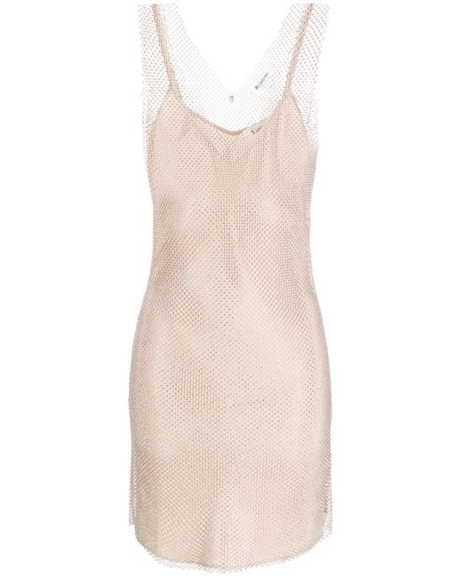 Blugirl Blumarine Natural Mesh-Trim Mini Dress