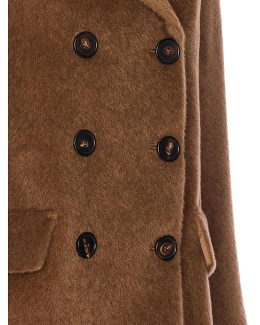 Max Mara Brown Double-Breasted Brushed Jacket