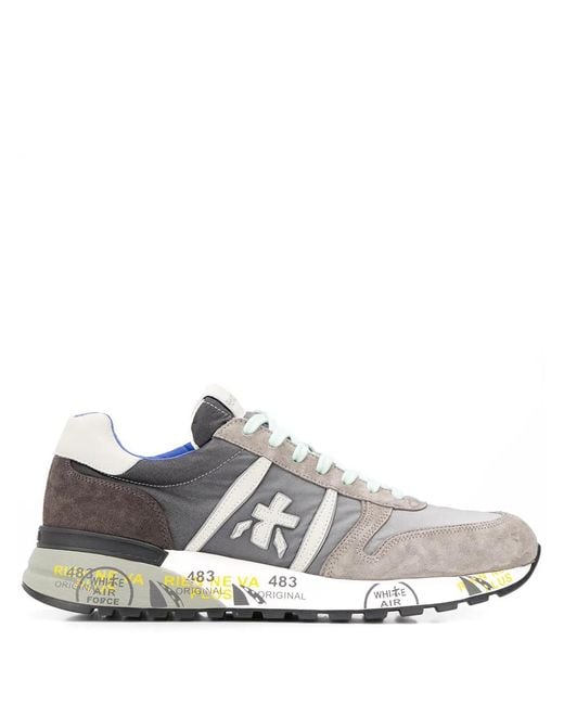 Premiata Gray Lander Stamped Sole Sneakers for men