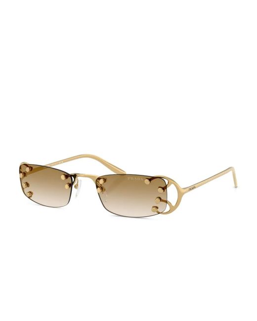 Prada Metallic Rectangle-Frame Sunglasses