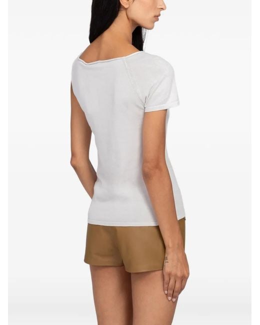 Paloma Wool White Asymmetric Button-Detail Top