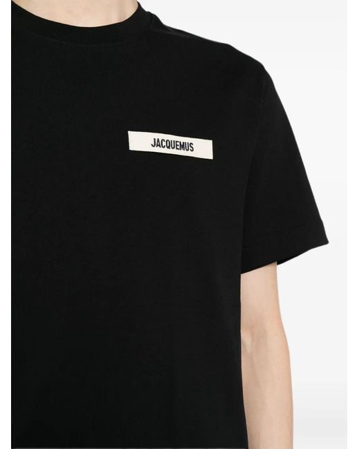 Jacquemus Black Grosgrain-Logo T-Shirt for men