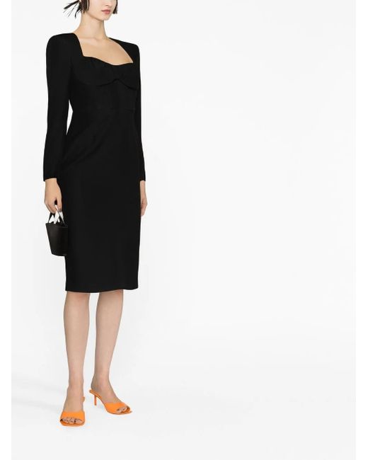 Roland Mouret Black Wool And Silk Blend Midi Tube Dress