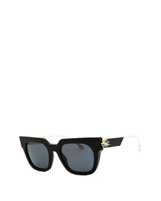 Etro Black Pegaso-Embellishment Rectangular-Frame Sunglasses