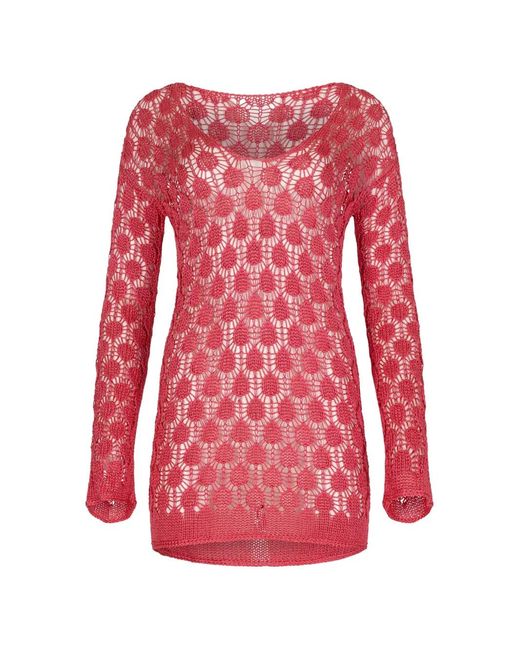 Paramidonna Women's Red Mira Crochet Beach Dress - www.benaras.co Paramidonna Women's Red Mira Crochet Beach Dress - www.benaras.co