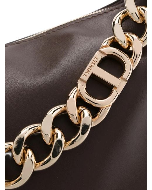 Twinset Brown Mittelgroße Liliane Schultertasche Mit Kettenverzierung