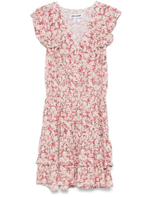 DKNY Pink Floral-Print Mini Dress