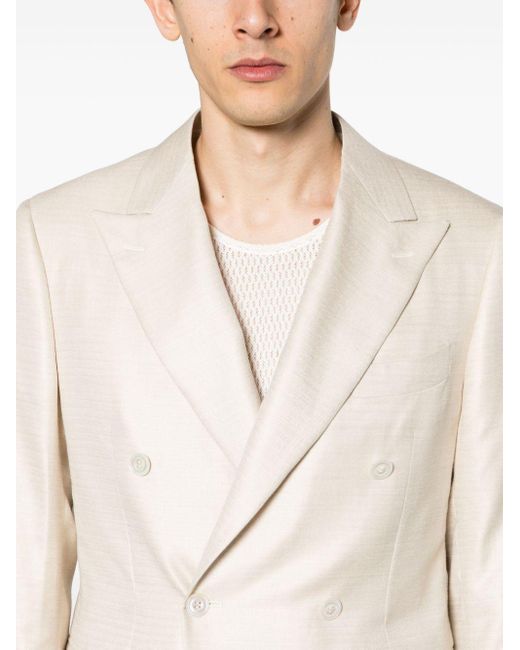 Canali Natural Double-breasted Herringbone Blazer for men