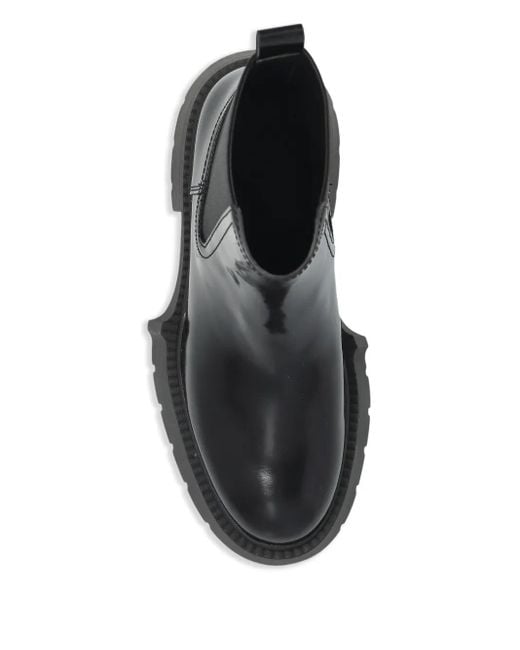 COACH Black Lug-Sole Leather Chelsea Boots