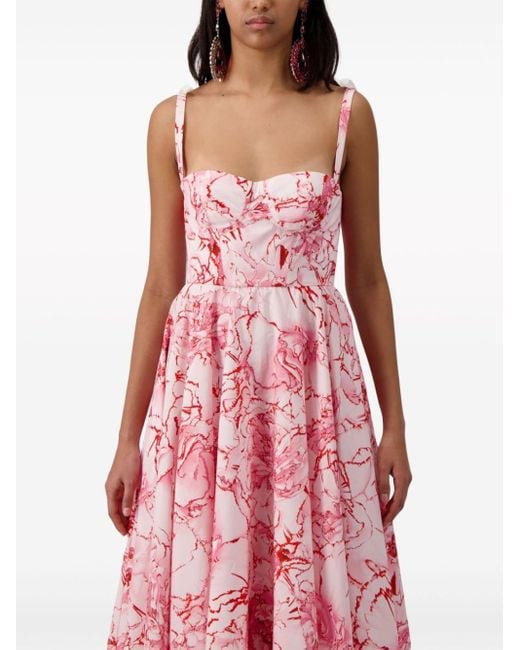 Giambattista Valli Pink Floral-print Midi Dress
