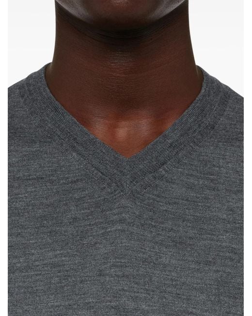 Ferragamo Gray V-Neck Charcoal Wool Sweater for men
