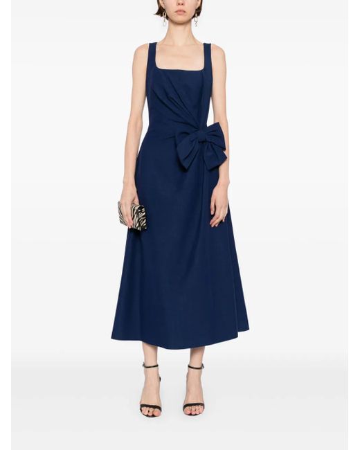 Elie Saab Blue Bow-Detail Midi Dress