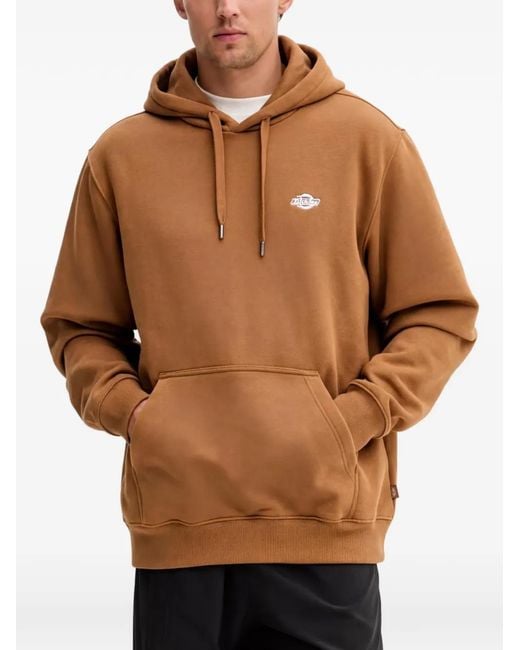 Dickies Brown Logo-Embroidery Hoodie for men