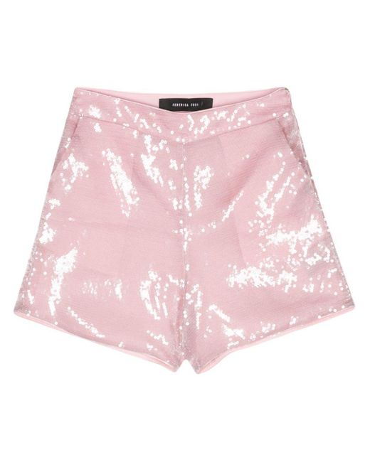 FEDERICA TOSI Pink Sequin-Embellished Shorts