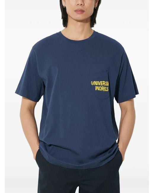 Universal Works Blue T-Shirt À Logo Imprimé for men