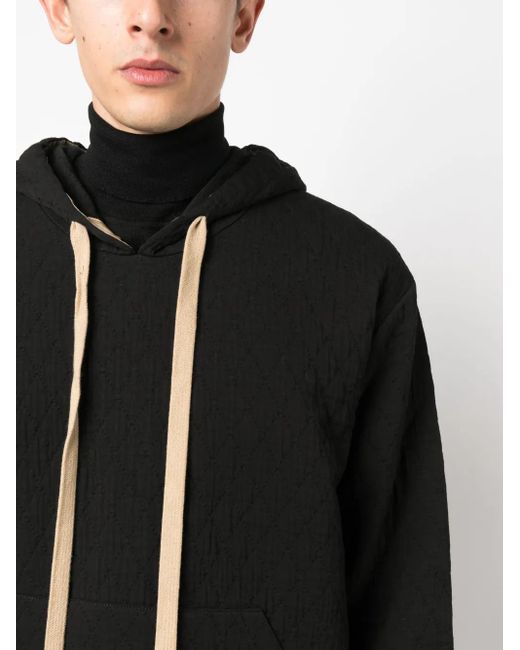 Uma Wang Black Quilted Drawstring Hoodie for men