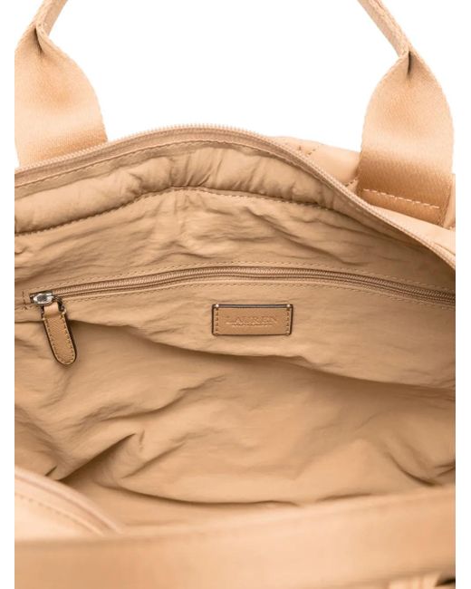 Ralph Lauren Natural Small Logo-Plaque Tote Bag