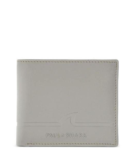 Paul & Shark Men's Gray Shark Fin-Embossed Leather Wallet