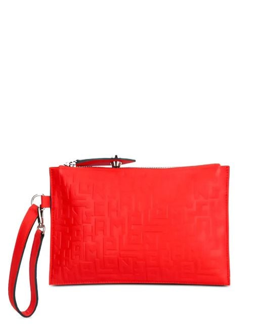 Longchamp Red Leather Wristlet Clutch Bag