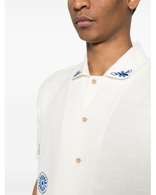 ANDERSSON BELL Blue Embroidered Textured Shirt for men