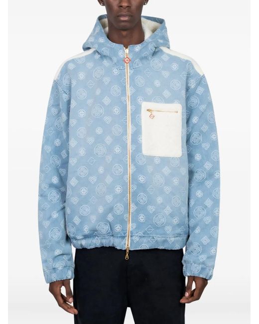 Casablanca Blue Reversible Hooded Denim Jacket for men