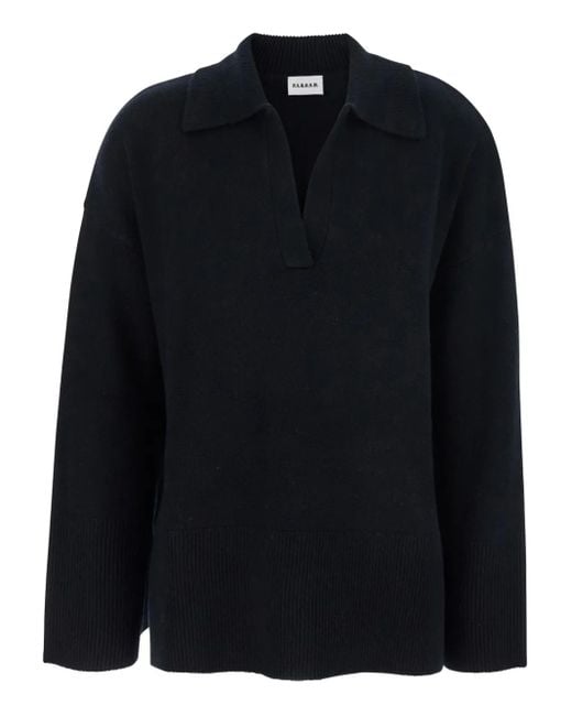 P.A.R.O.S.H. Blue Polo-Neck Ribbed Sweater