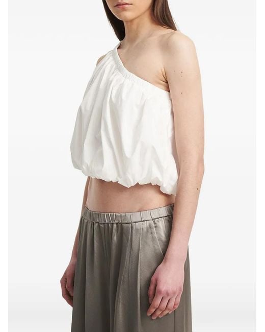 ELEH White One-Shoulder Cropped Top