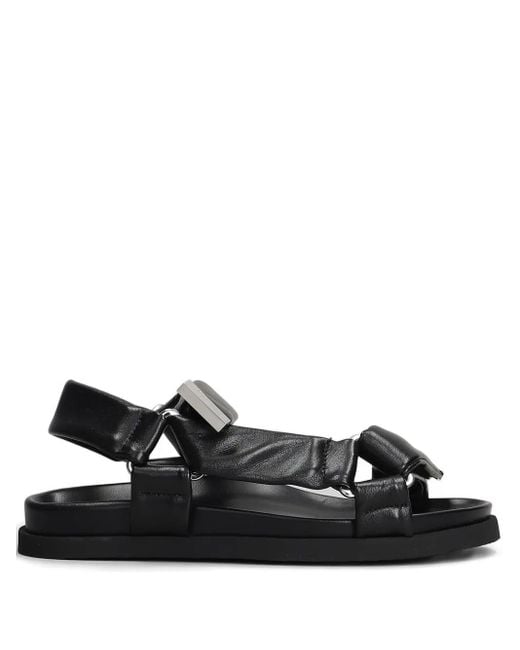 The Attico Black Salinas Leather Flat Sandals