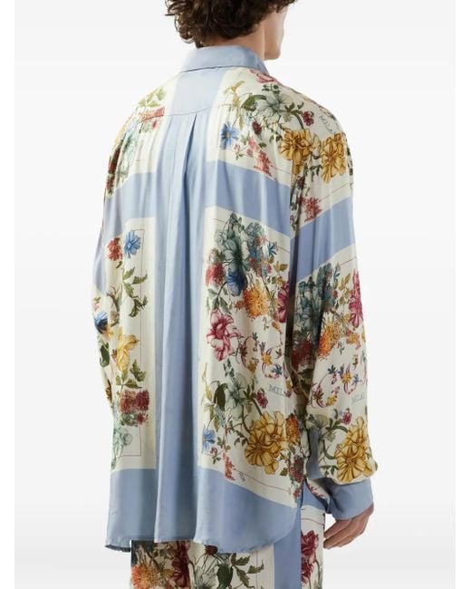 Gcds Blue Floral-Print Shirt for men