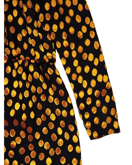 Saint Laurent Black One-Shoulder Polka-Dot Mini Dress