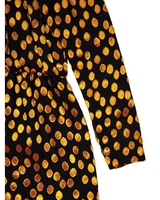 Saint Laurent Black One-Shoulder Polka-Dot Mini Dress